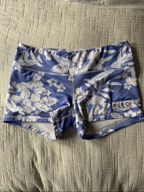 Fleo Blue with White Floral Athletic Shorts